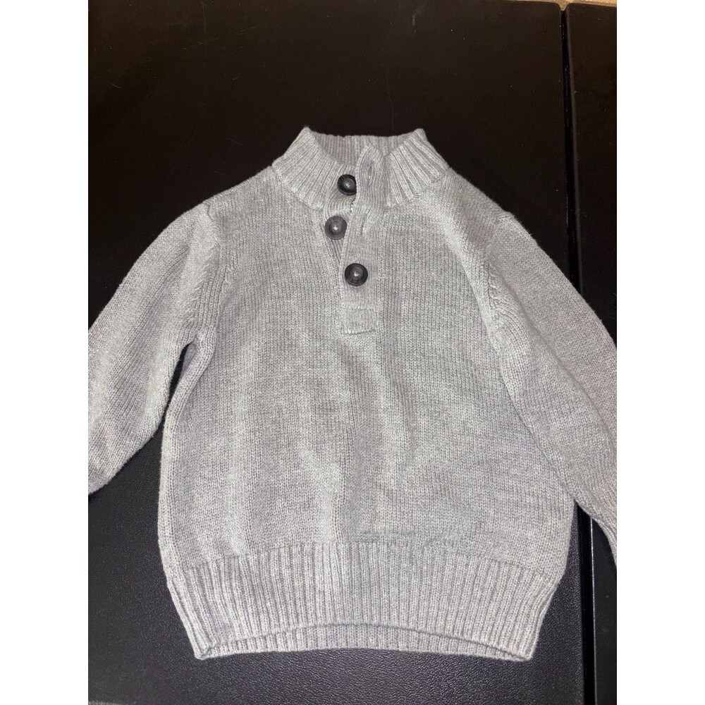 The Children's Place Gray Ribbed Button Mock Neck Pullover Sweater